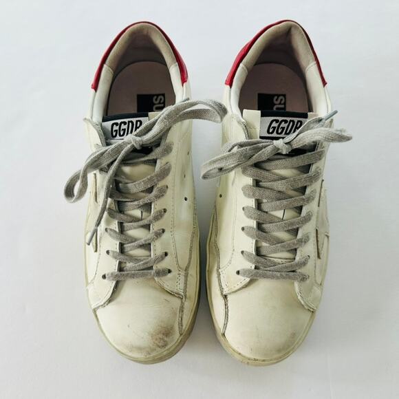 Golden Goose Superstar Sneakers Size 40 White Red Heel Leather Fashion Comfort - Picture 3 of 13
